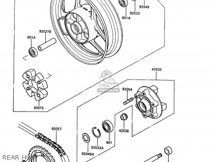 REAR HUB - ZX600A5 GPZ600A 1989 EUROPE UK FG IT SD ST