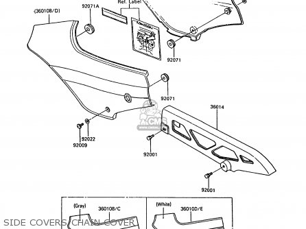 SIDE COVERS/CHAIN COVER - ZX600A5 GPZ600A 1989 EUROPE UK FG IT SD ST