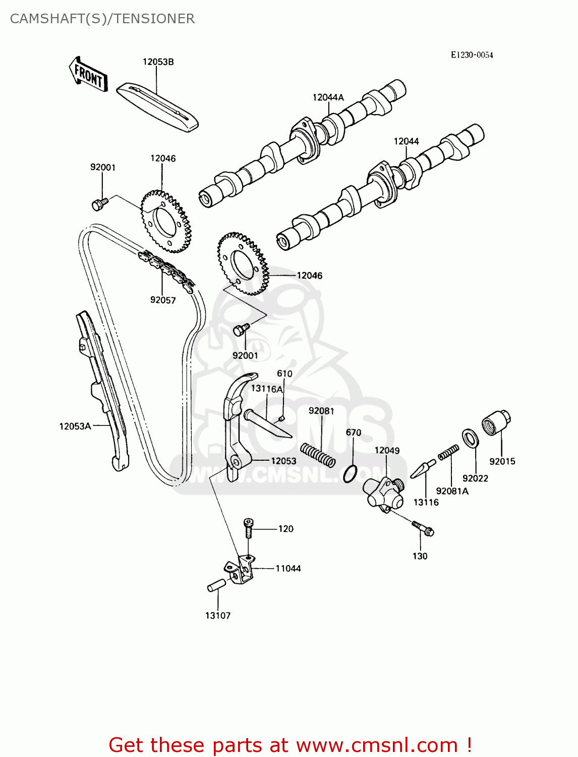 CAMSHAFT(S)/TENSIONER ZX600A5A GPZ600A 1989 EUROPE UK FG IT ST