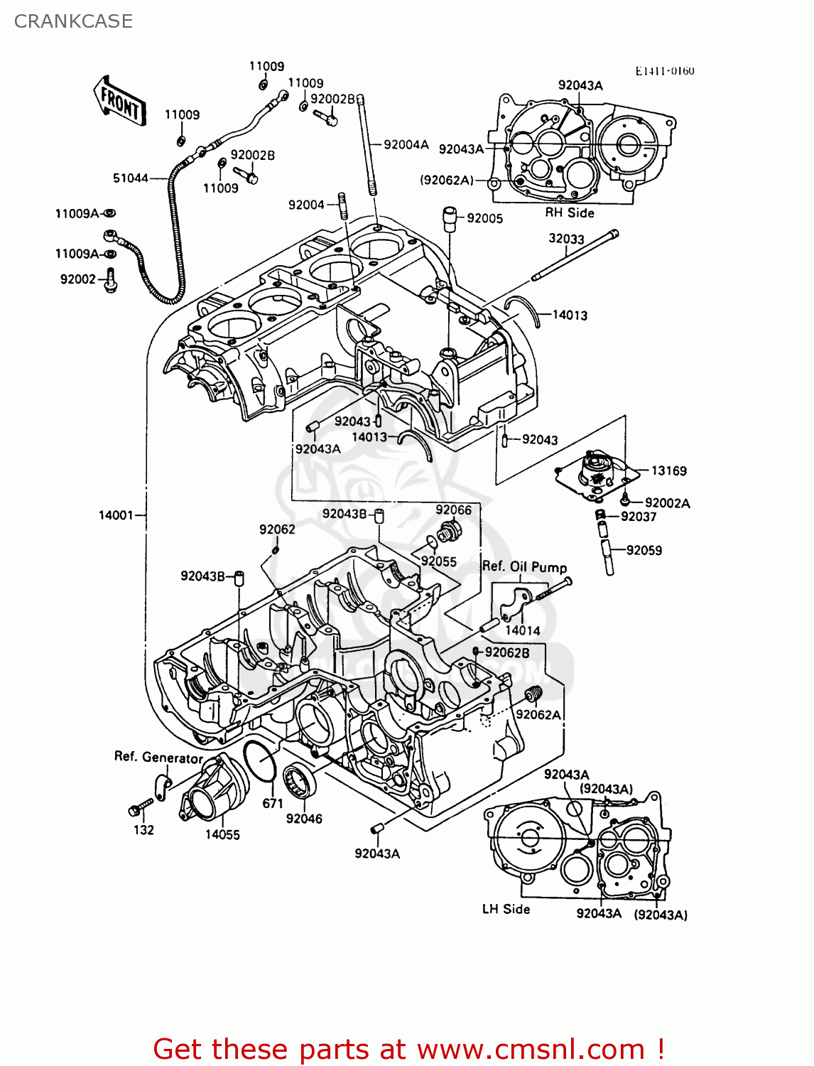 CRANKCASE ZX600A5A GPZ600A 1989 EUROPE UK FG IT ST