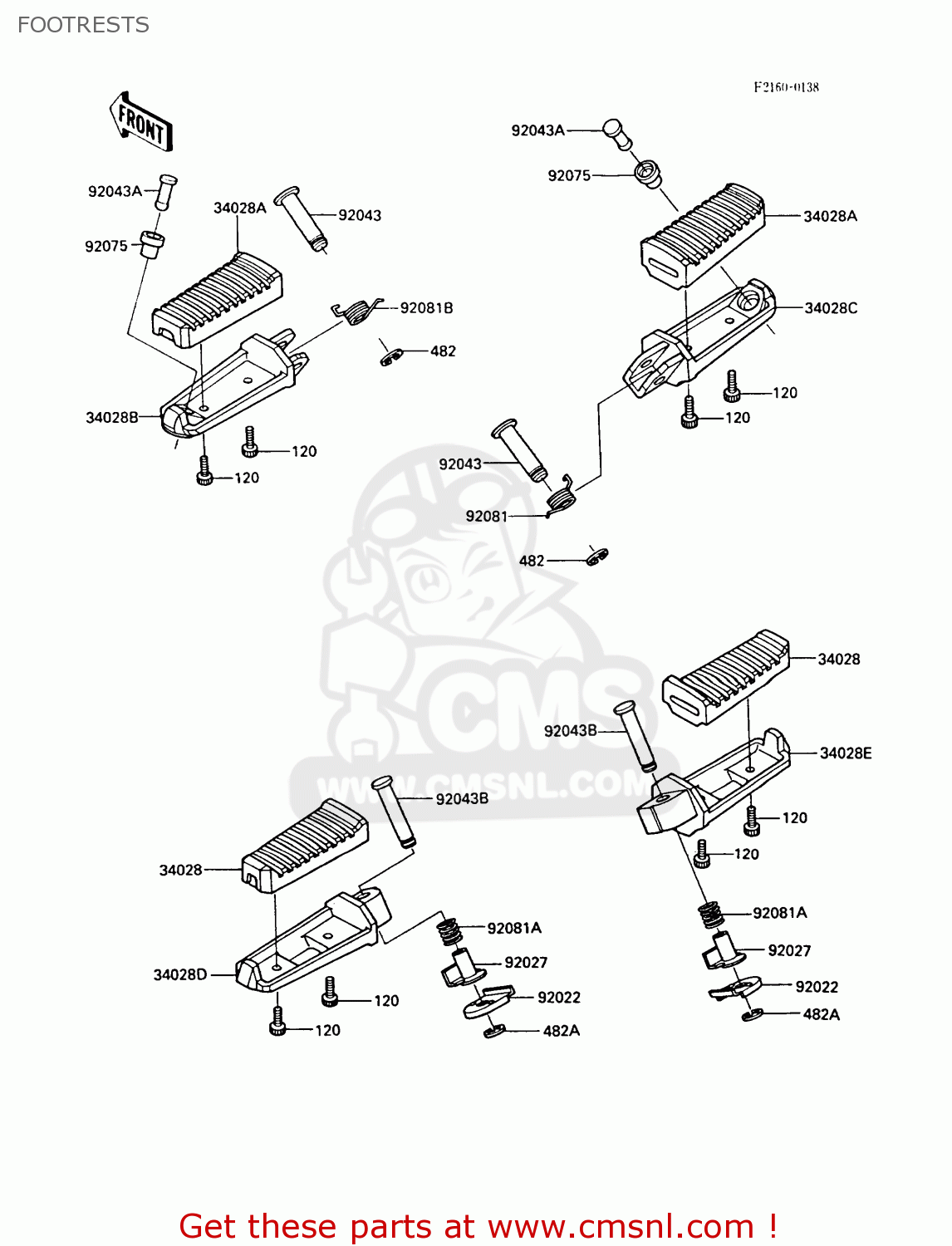 FOOTRESTS ZX600A5A GPZ600A 1989 EUROPE UK FG IT ST