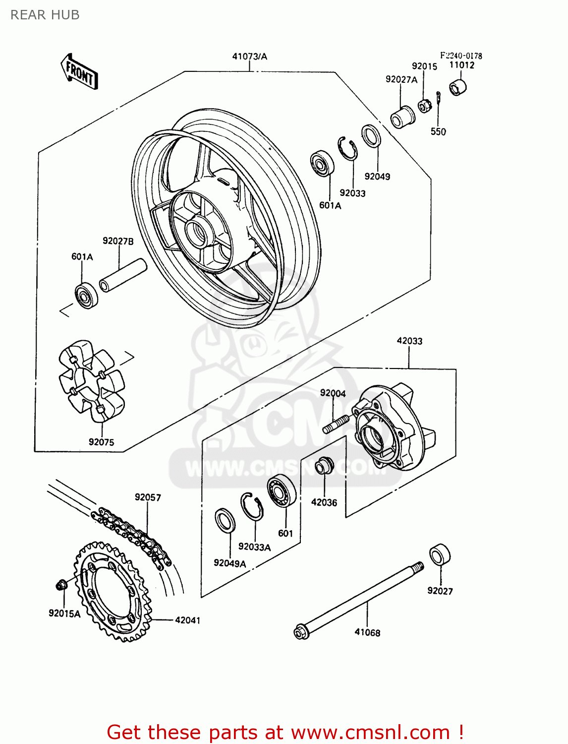 REAR HUB ZX600A5A GPZ600A 1989 EUROPE UK FG IT ST