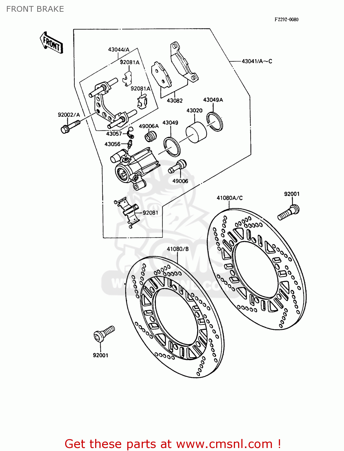 FRONT BRAKE ZX600A5A GPZ600A 1989 EUROPE UK FG IT ST