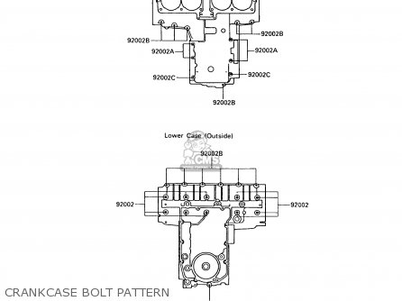 CRANKCASE BOLT PATTERN - ZX600A5A GPZ600A 1989 EUROPE UK FG IT ST