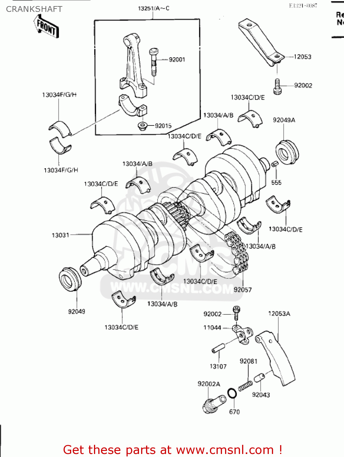 CRANKSHAFT ZX600B1 NINJA 600RX 1987 USA CALIFORNIA