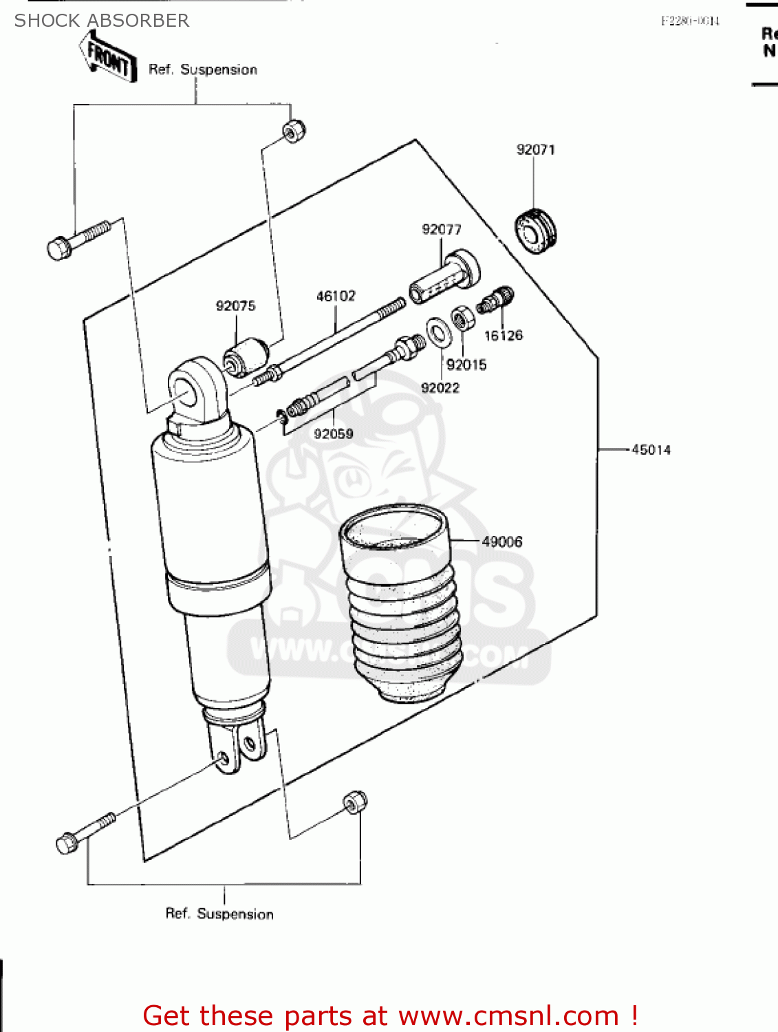 SHOCK ABSORBER ZX600B1 NINJA 600RX 1987 USA CALIFORNIA