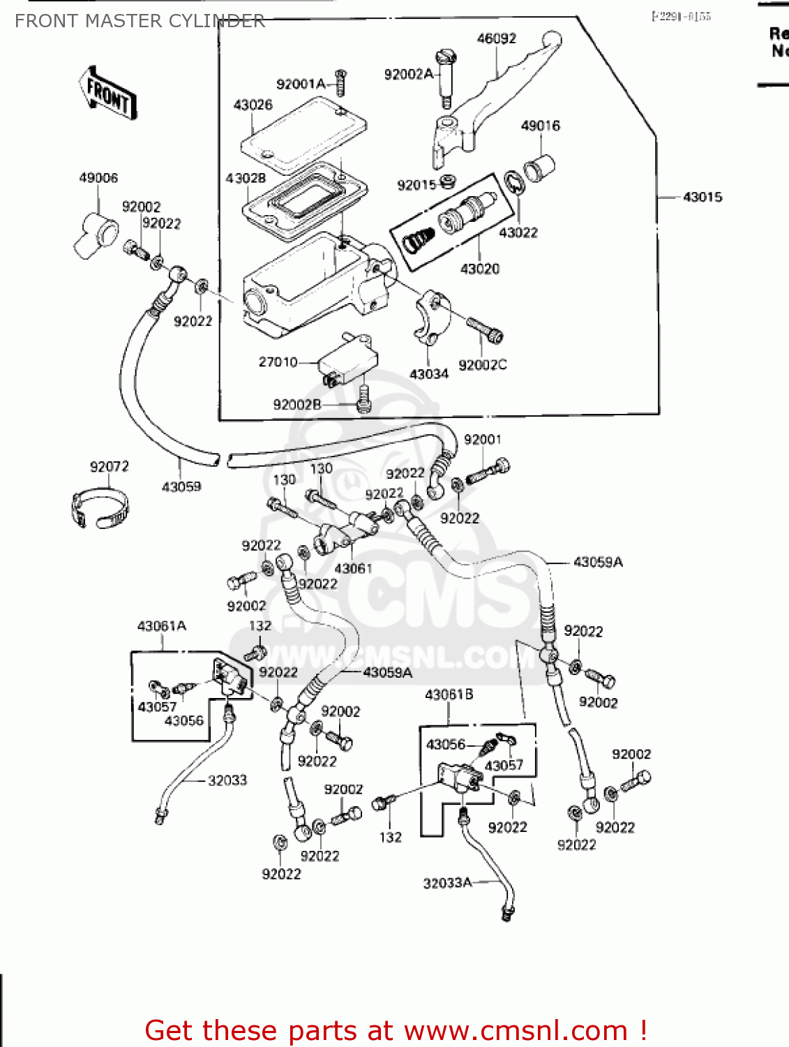 FRONT MASTER CYLINDER ZX600B1 NINJA 600RX 1987 USA CALIFORNIA