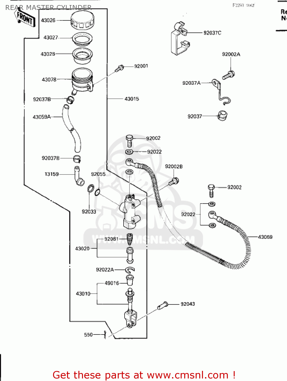 REAR MASTER CYLINDER ZX600B1 NINJA 600RX 1987 USA CALIFORNIA