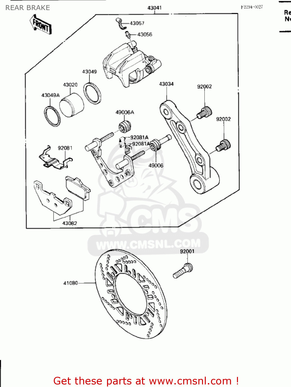 REAR BRAKE ZX600B1 NINJA 600RX 1987 USA CALIFORNIA