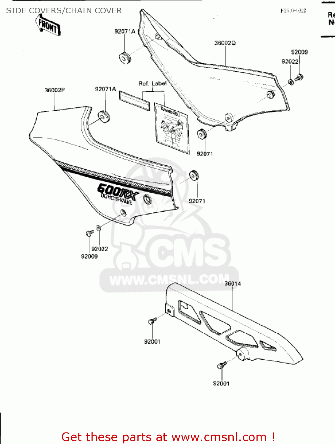 SIDE COVERS/CHAIN COVER ZX600B1 NINJA 600RX 1987 USA CALIFORNIA