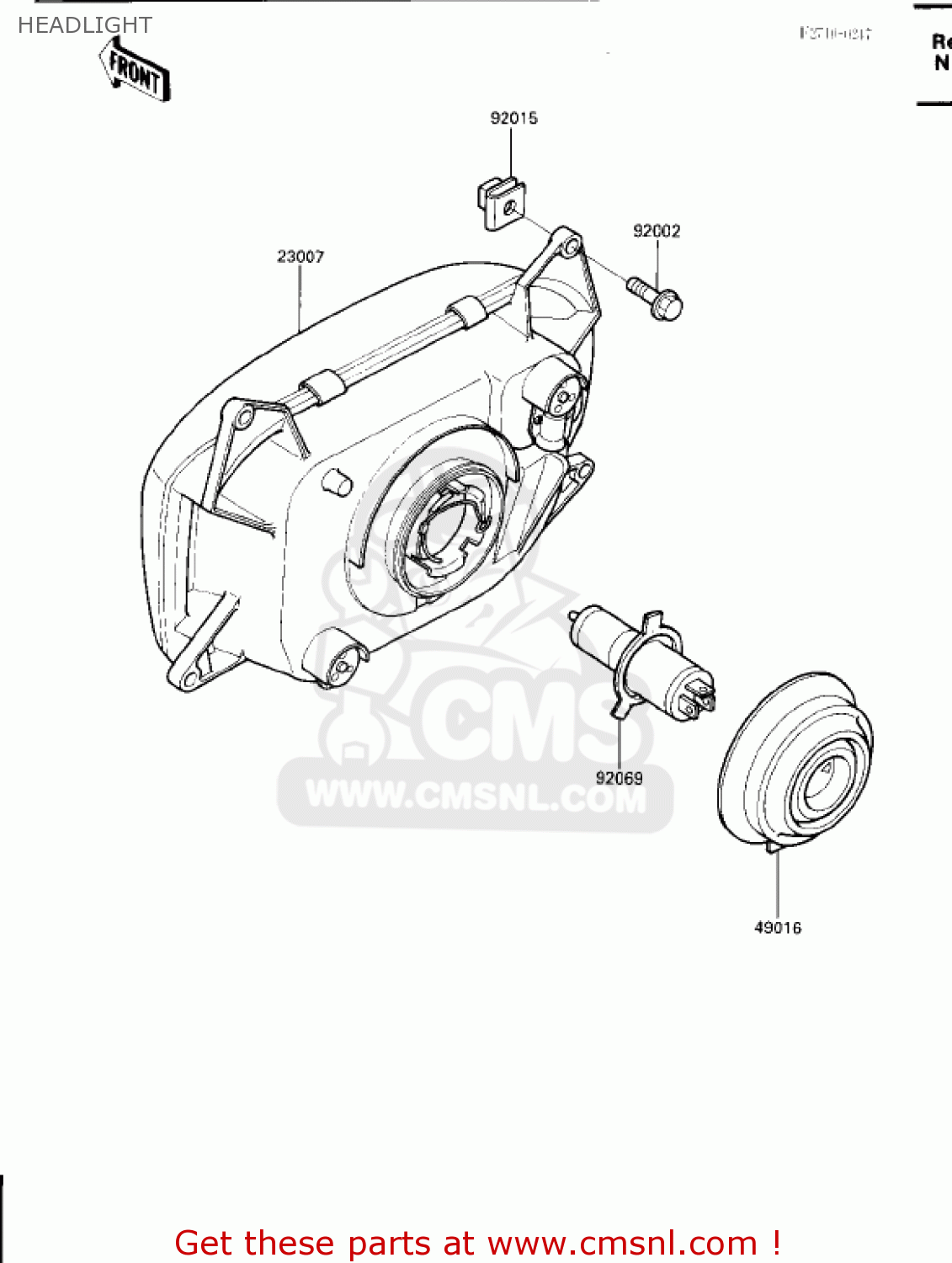 HEADLIGHT ZX600B1 NINJA 600RX 1987 USA CALIFORNIA
