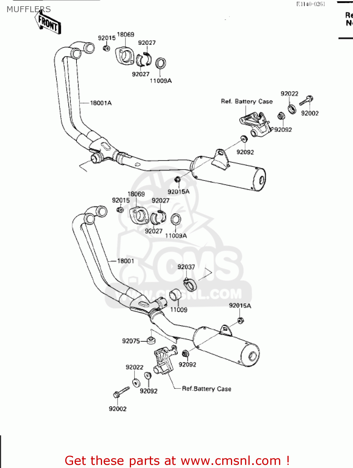 MUFFLERS ZX600B1 NINJA 600RX 1987 USA CALIFORNIA