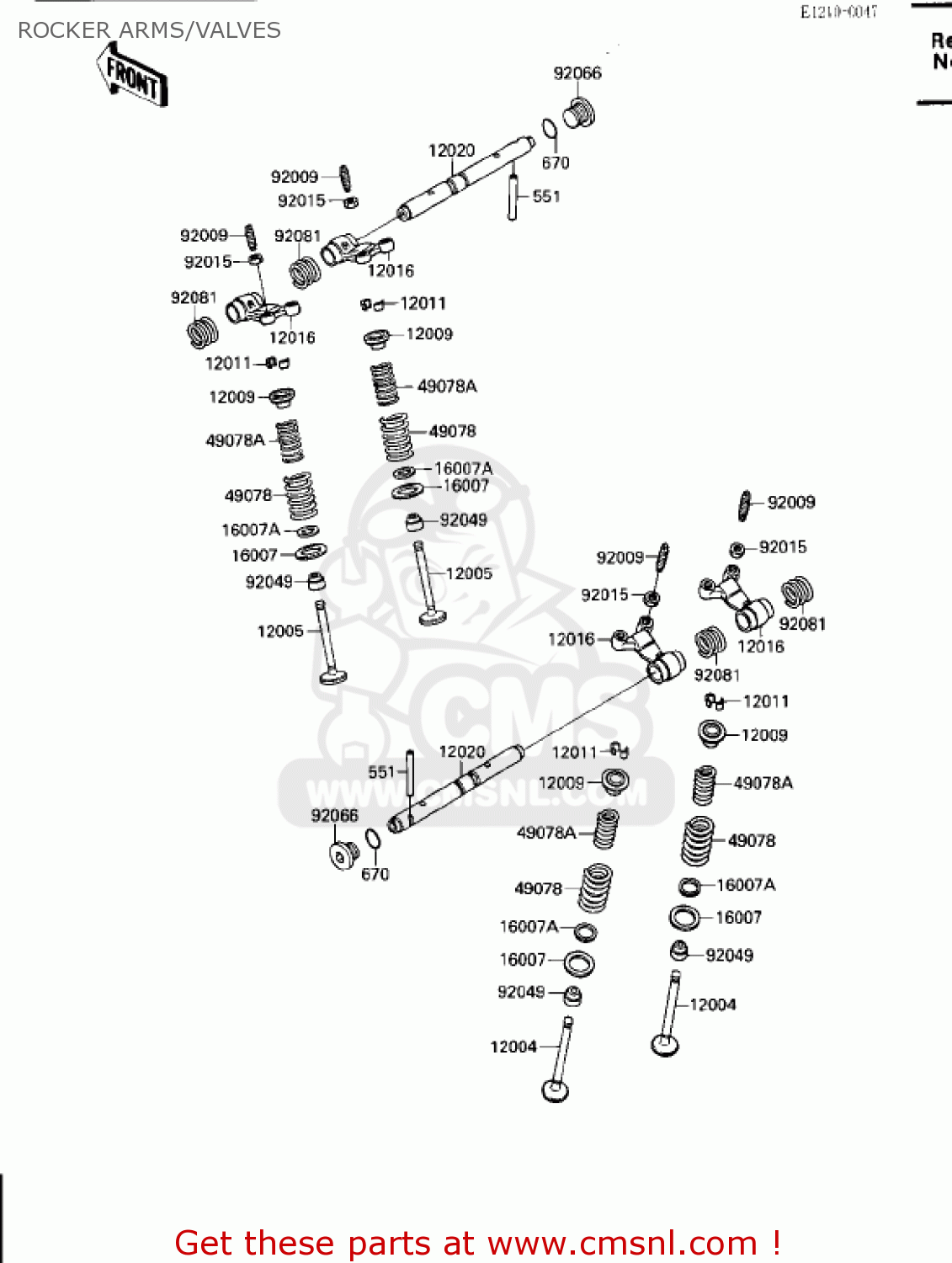 ROCKER ARMS/VALVES ZX600B1 NINJA 600RX 1987 USA CALIFORNIA