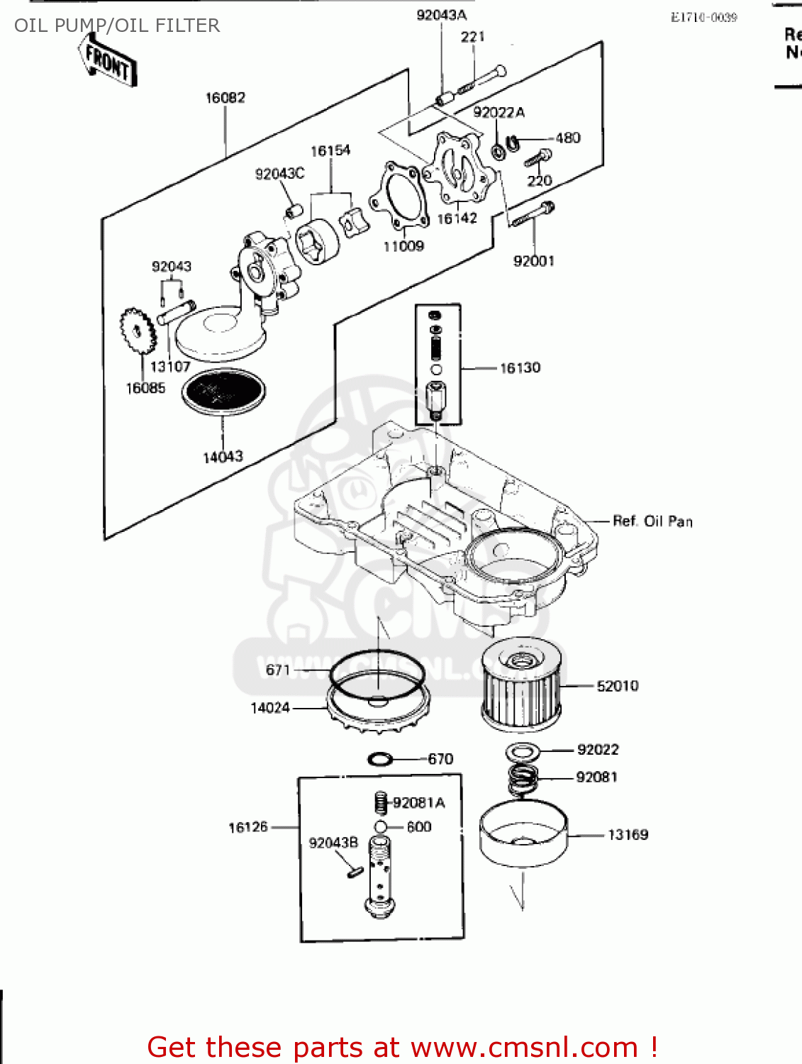 OIL PUMP/OIL FILTER ZX600B1 NINJA 600RX 1987 USA CALIFORNIA