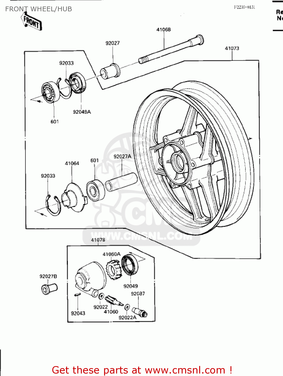 FRONT WHEEL/HUB ZX600B1 NINJA 600RX 1987 USA CALIFORNIA