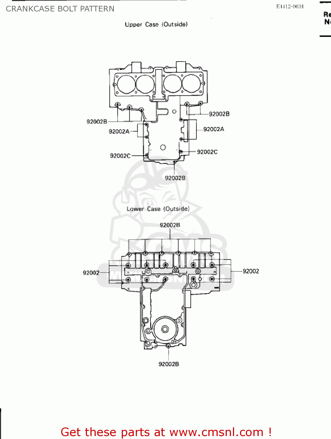 CRANKCASE BOLT PATTERN ZX600B1 NINJA 600RX 1987 USA CALIFORNIA