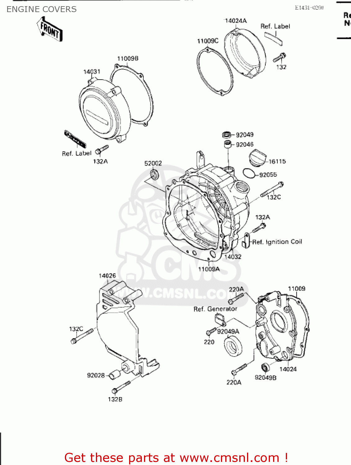 ENGINE COVERS ZX600B1 NINJA 600RX 1987 USA CALIFORNIA