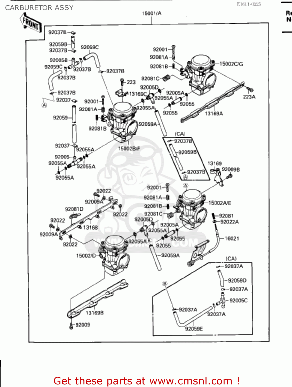 CARBURETOR ASSY ZX600B1 NINJA 600RX 1987 USA CALIFORNIA