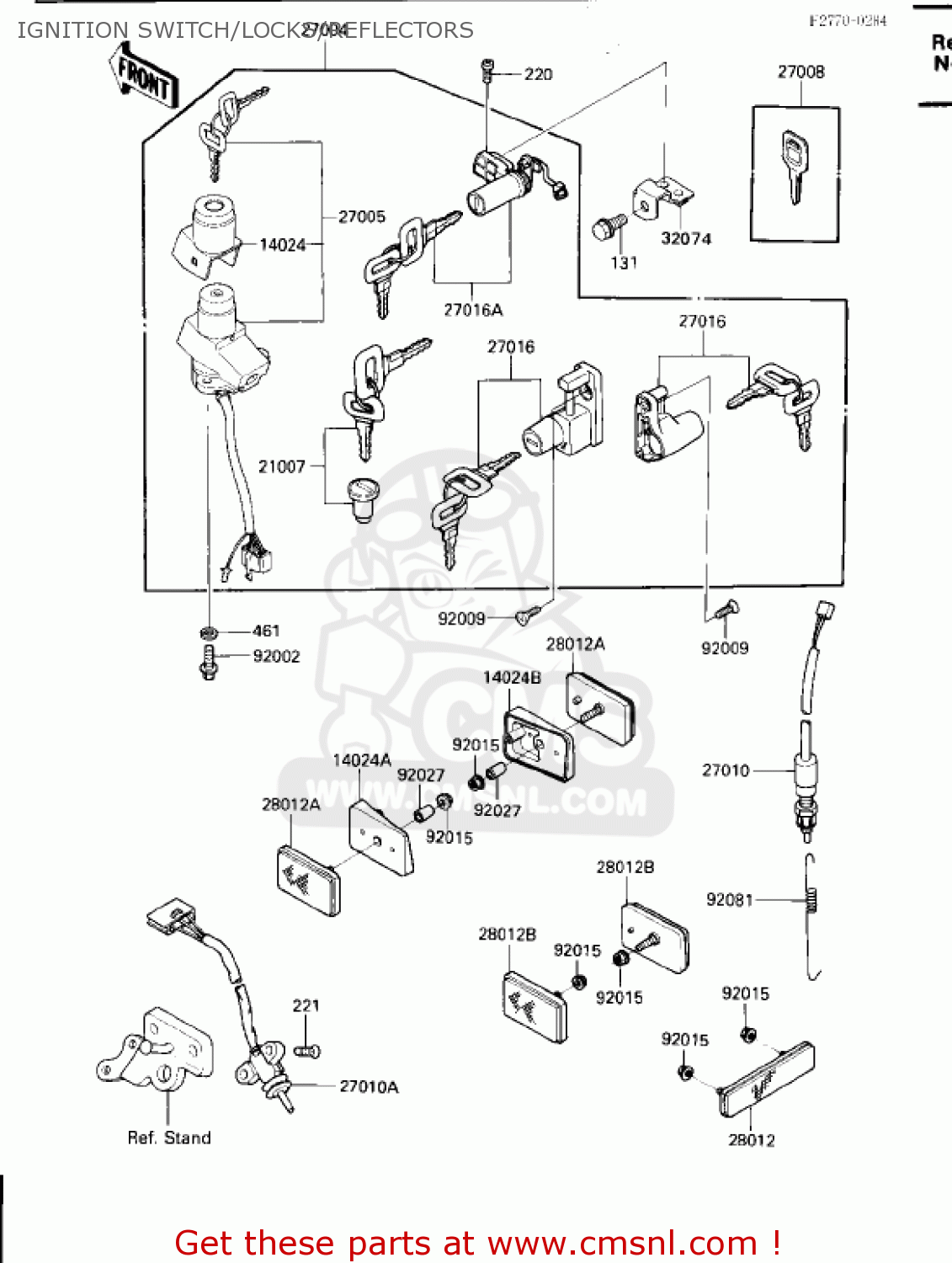 IGNITION SWITCH/LOCKS/REFLECTORS ZX600B1 NINJA 600RX 1987 USA CALIFORNIA