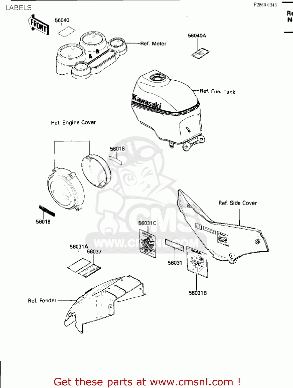 LABELS ZX600B1 NINJA 600RX 1987 USA CALIFORNIA