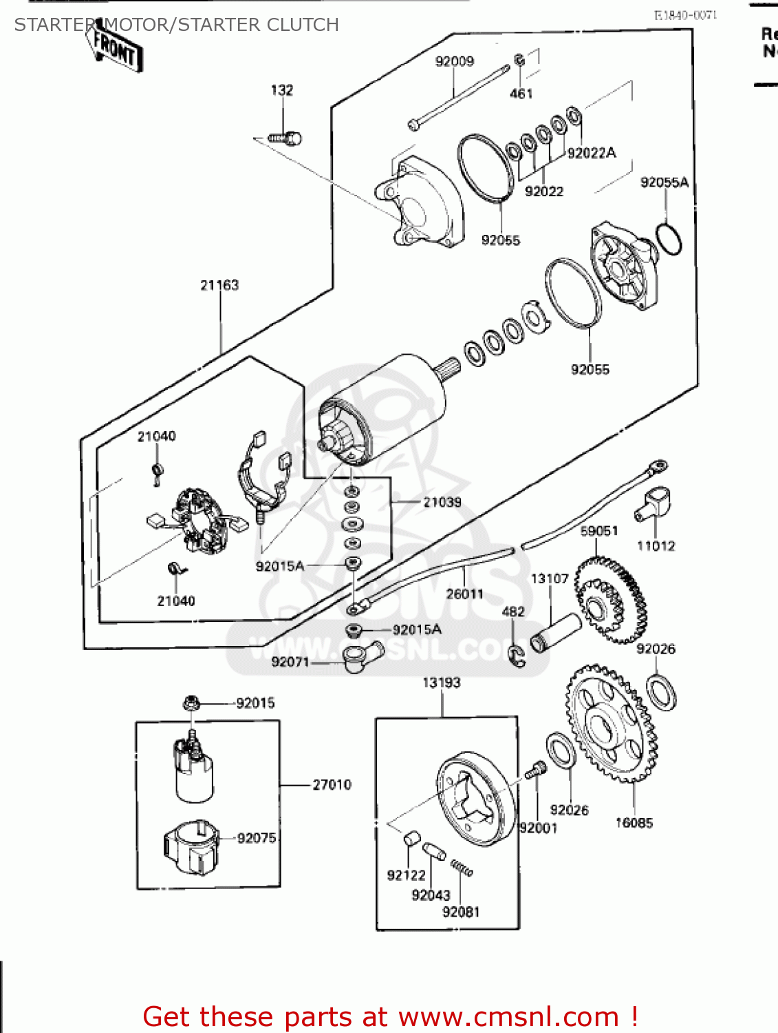 STARTER MOTOR/STARTER CLUTCH ZX600B1 NINJA 600RX 1987 USA CALIFORNIA