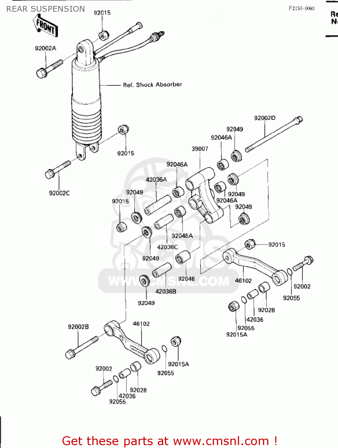 REAR SUSPENSION ZX600B1 NINJA 600RX 1987 USA CALIFORNIA