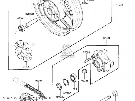 REAR WHEEL/HUB/CHAIN - ZX600B1 NINJA 600RX 1987 USA CALIFORNIA