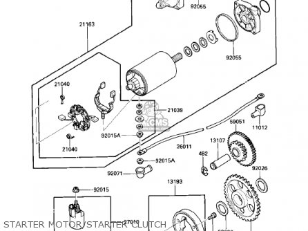 STARTER MOTOR/STARTER CLUTCH - ZX600B1 NINJA 600RX 1987 USA CALIFORNIA