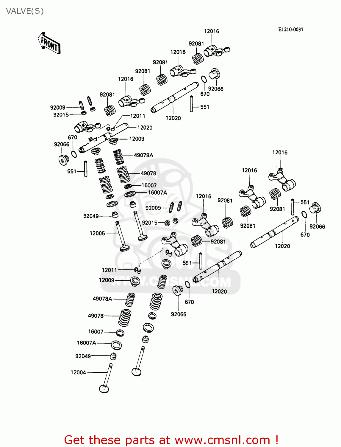 VALVE(S) ZX600C1 GPX600R 1988 EUROPE UK FR FG GR IT NR SD SP ST