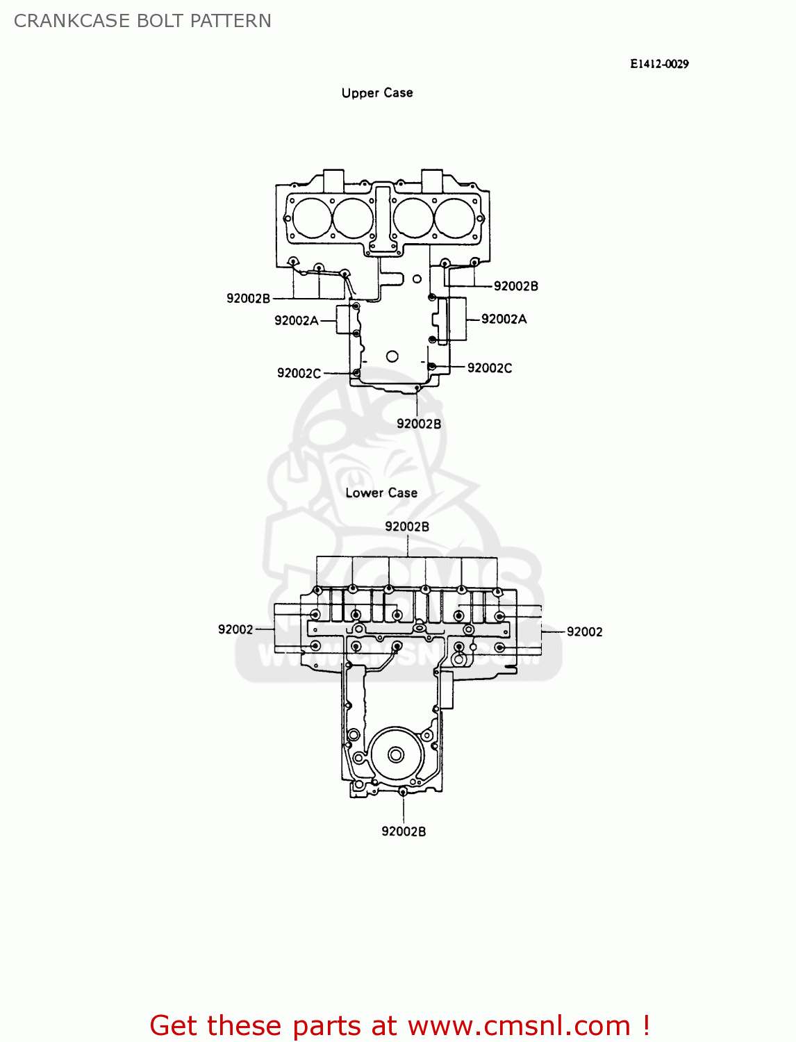 CRANKCASE BOLT PATTERN ZX600C1 GPX600R 1988 EUROPE UK FR FG GR IT NR SD SP ST