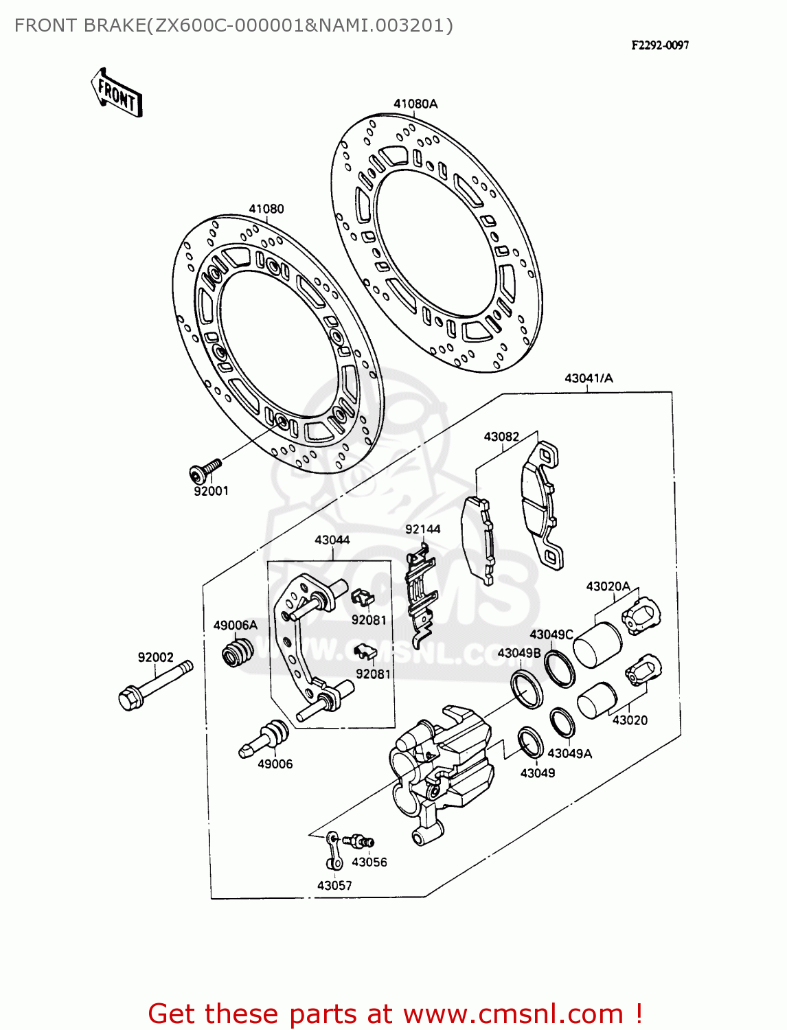 FRONT BRAKE(ZX600C-000001&NAMI.003201) ZX600C1 GPX600R 1988 EUROPE UK FR FG GR IT NR SD SP ST