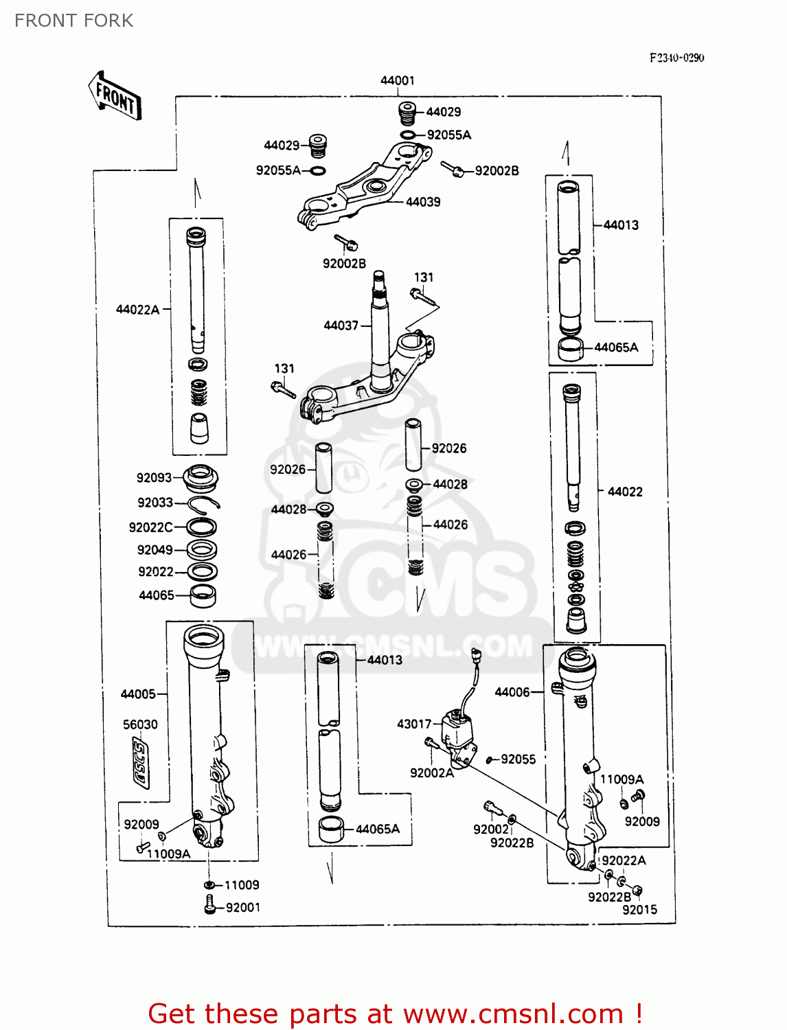 FRONT FORK ZX600C1 GPX600R 1988 EUROPE UK FR FG GR IT NR SD SP ST