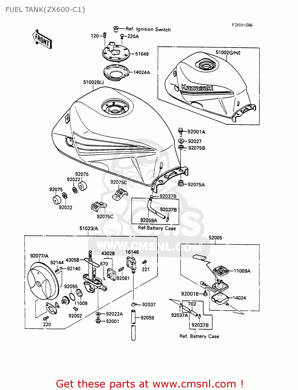 FUEL TANK(ZX600-C1) ZX600C1 GPX600R 1988 EUROPE UK FR FG GR IT NR SD SP ST