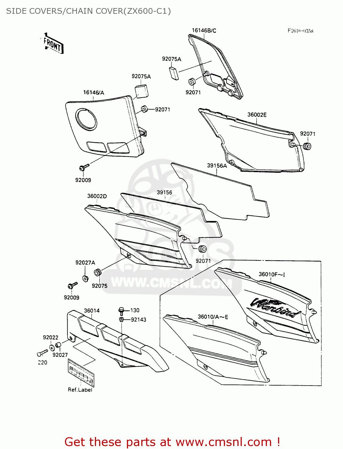 SIDE COVERS/CHAIN COVER(ZX600-C1) ZX600C1 GPX600R 1988 EUROPE UK FR FG GR IT NR SD SP ST