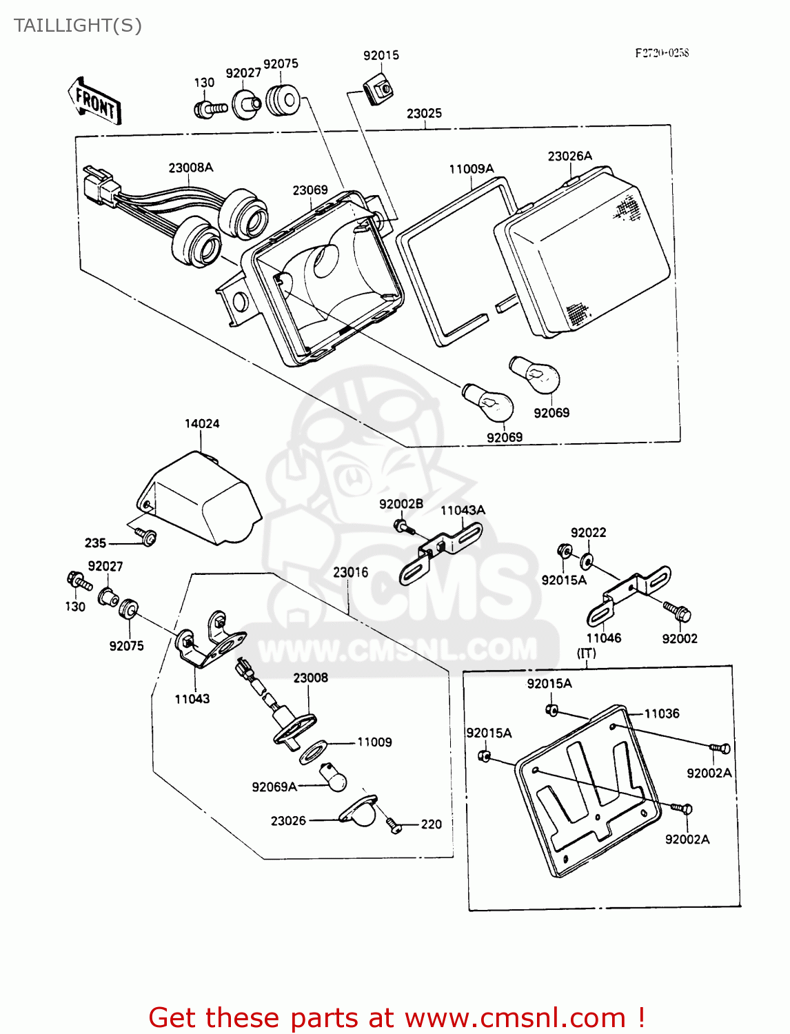 TAILLIGHT(S) ZX600C1 GPX600R 1988 EUROPE UK FR FG GR IT NR SD SP ST