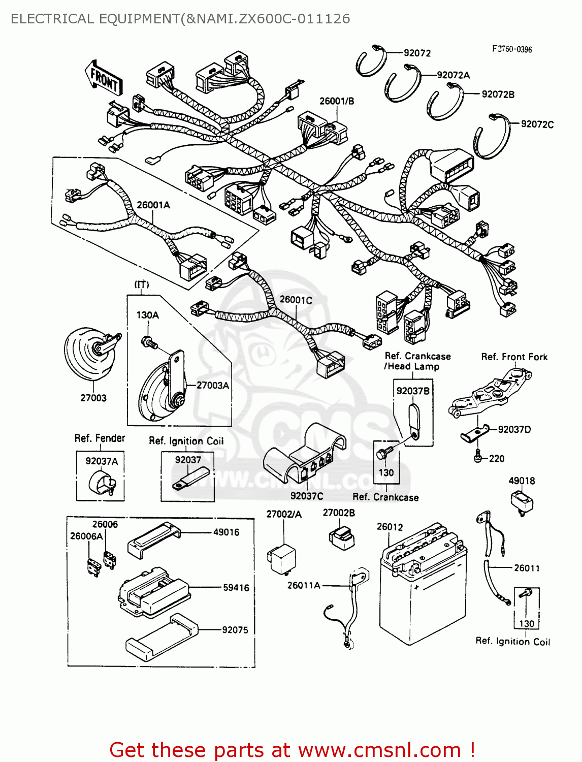 ELECTRICAL EQUIPMENT(&NAMI.ZX600C-011126 ZX600C1 GPX600R 1988 EUROPE UK FR FG GR IT NR SD SP ST