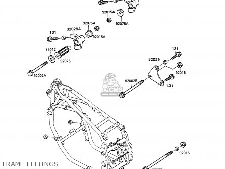 FRAME FITTINGS - ZX600C1 GPX600R 1988 EUROPE UK FR FG GR IT NR SD SP ST