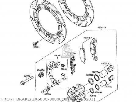 FRONT BRAKE(ZX600C-000001&NAMI.003201) - ZX600C1 GPX600R 1988 EUROPE UK FR FG GR IT NR SD SP ST