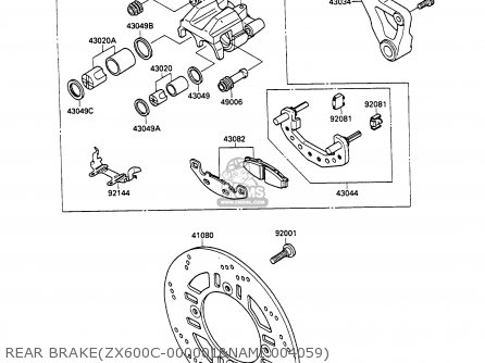 REAR BRAKE(ZX600C-000001&NAMI.004059) - ZX600C1 GPX600R 1988 EUROPE UK FR FG GR IT NR SD SP ST
