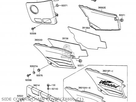 SIDE COVERS/CHAIN COVER(ZX600-C1) - ZX600C1 GPX600R 1988 EUROPE UK FR FG GR IT NR SD SP ST