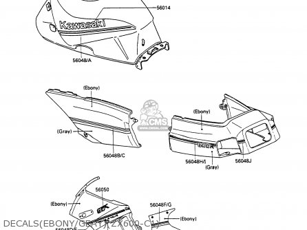 DECALS(EBONY/GEAY)(ZX600-C1) - ZX600C1 GPX600R 1988 EUROPE UK FR FG GR IT NR SD SP ST