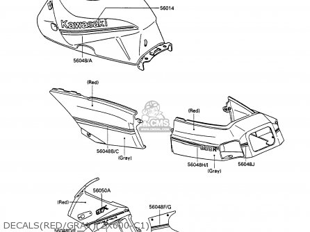 DECALS(RED/GRAY)(ZX600-C1) - ZX600C1 GPX600R 1988 EUROPE UK FR FG GR IT NR SD SP ST