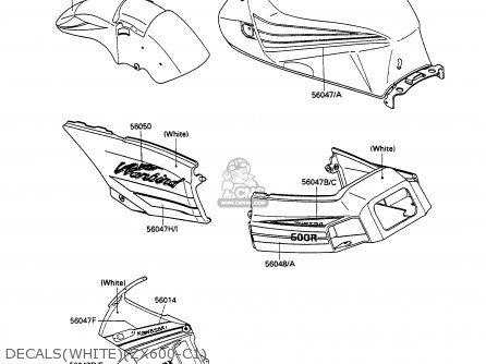 DECALS(WHITE)(ZX600-C1) - ZX600C1 GPX600R 1988 EUROPE UK FR FG GR IT NR SD SP ST