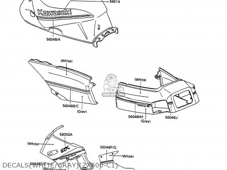 DECALS(WHITE/GRAY)(ZX600-C1) - ZX600C1 GPX600R 1988 EUROPE UK FR FG GR IT NR SD SP ST