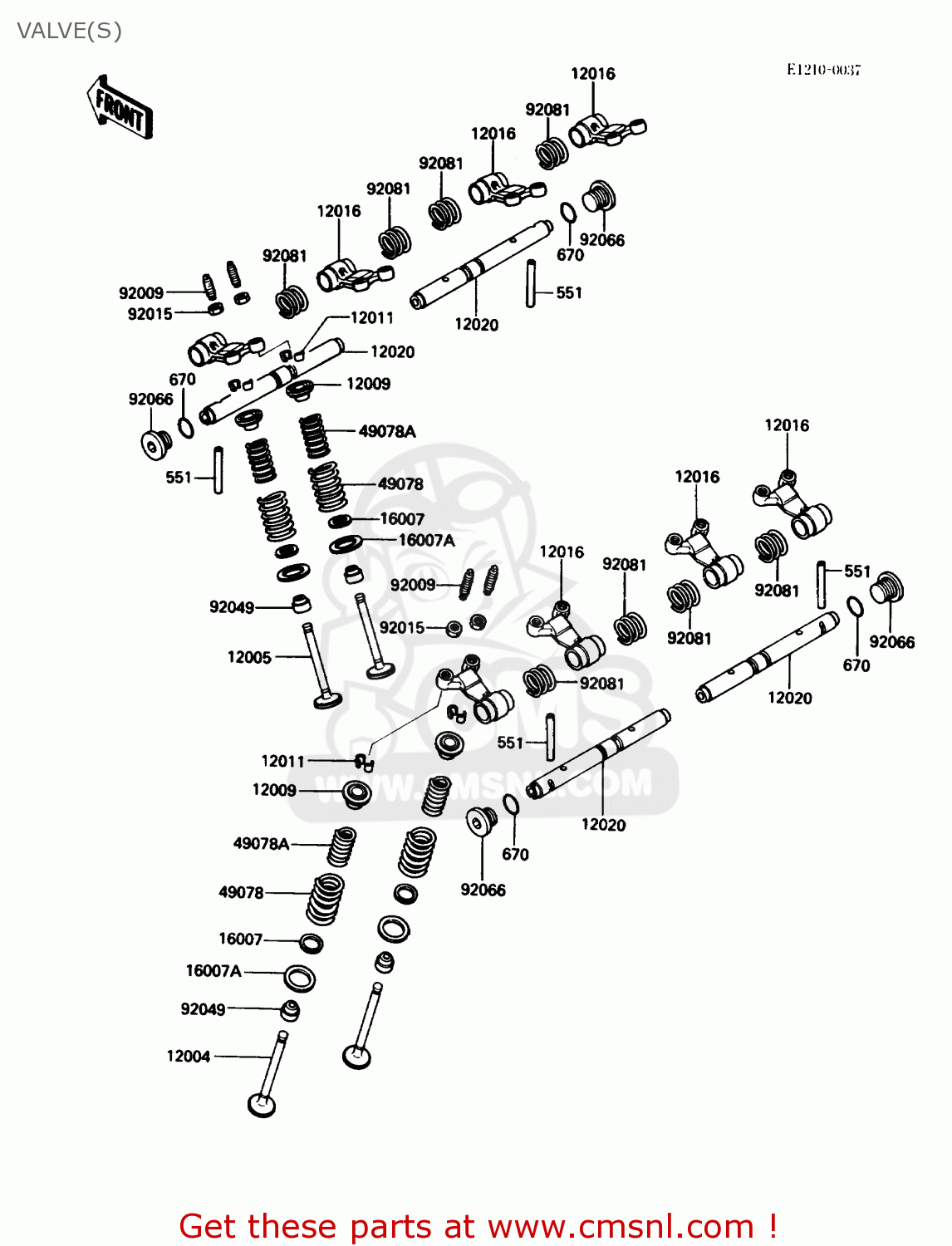 VALVE(S) ZX600C1 NINJA 600R 1988 USA CALIFORNIA CANADA
