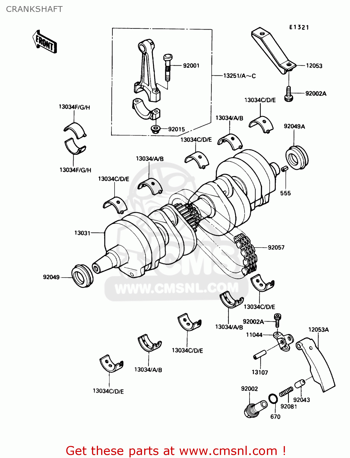 CRANKSHAFT ZX600C1 NINJA 600R 1988 USA CALIFORNIA CANADA
