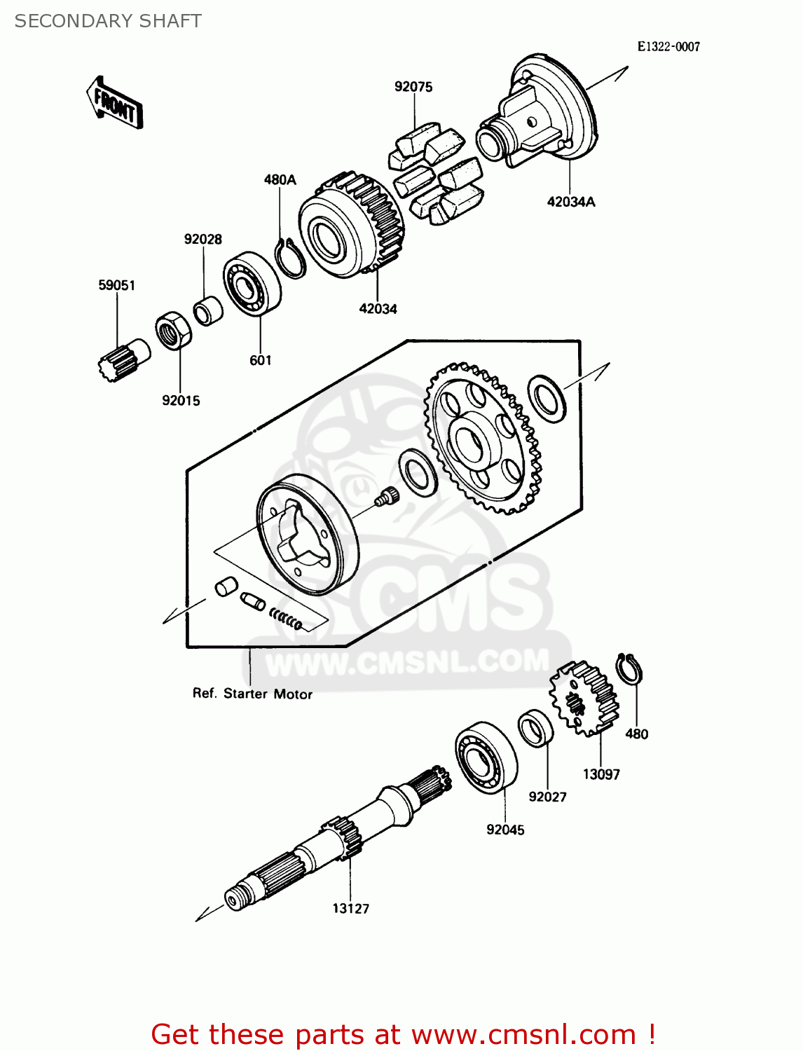 SECONDARY SHAFT ZX600C1 NINJA 600R 1988 USA CALIFORNIA CANADA