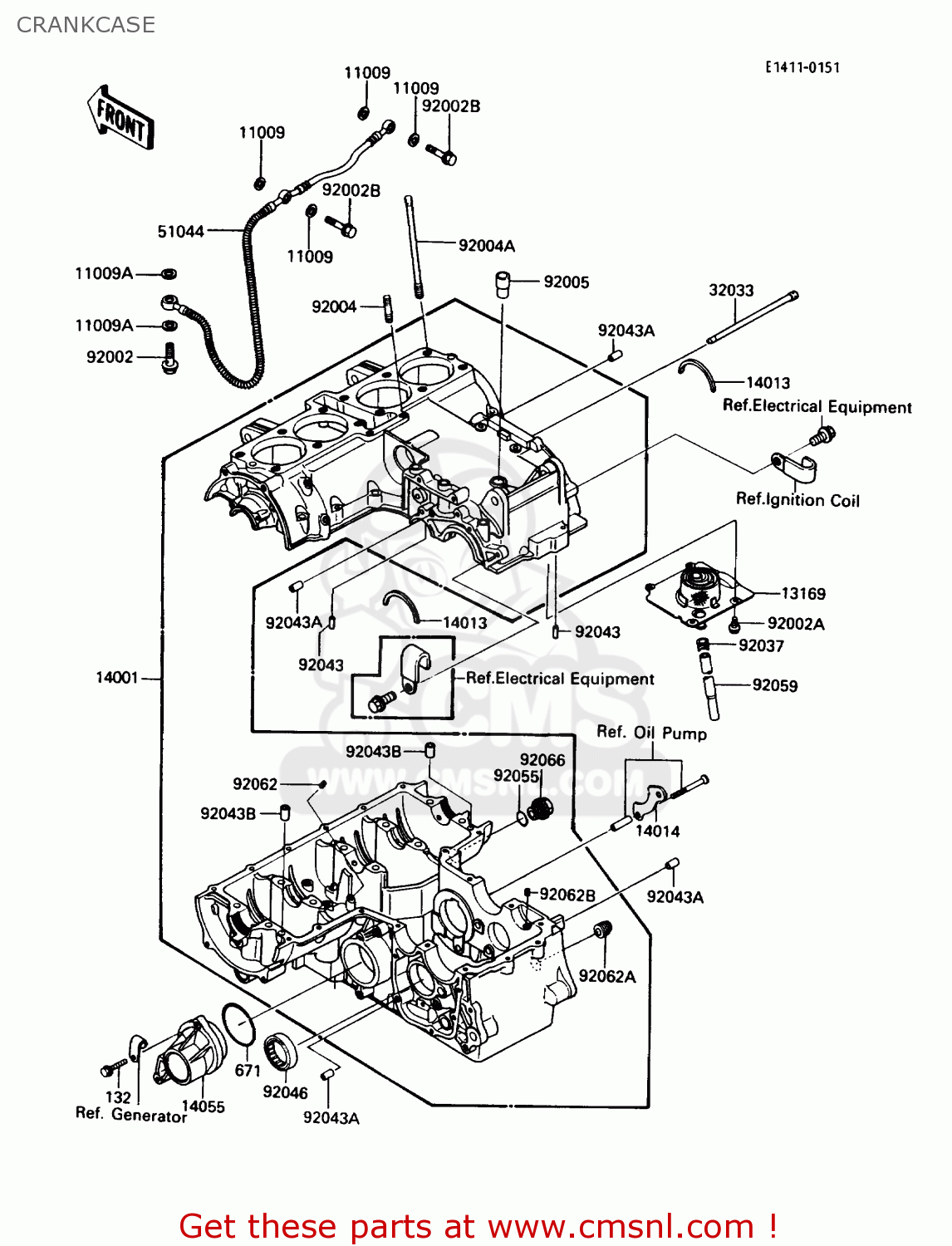 CRANKCASE ZX600C1 NINJA 600R 1988 USA CALIFORNIA CANADA
