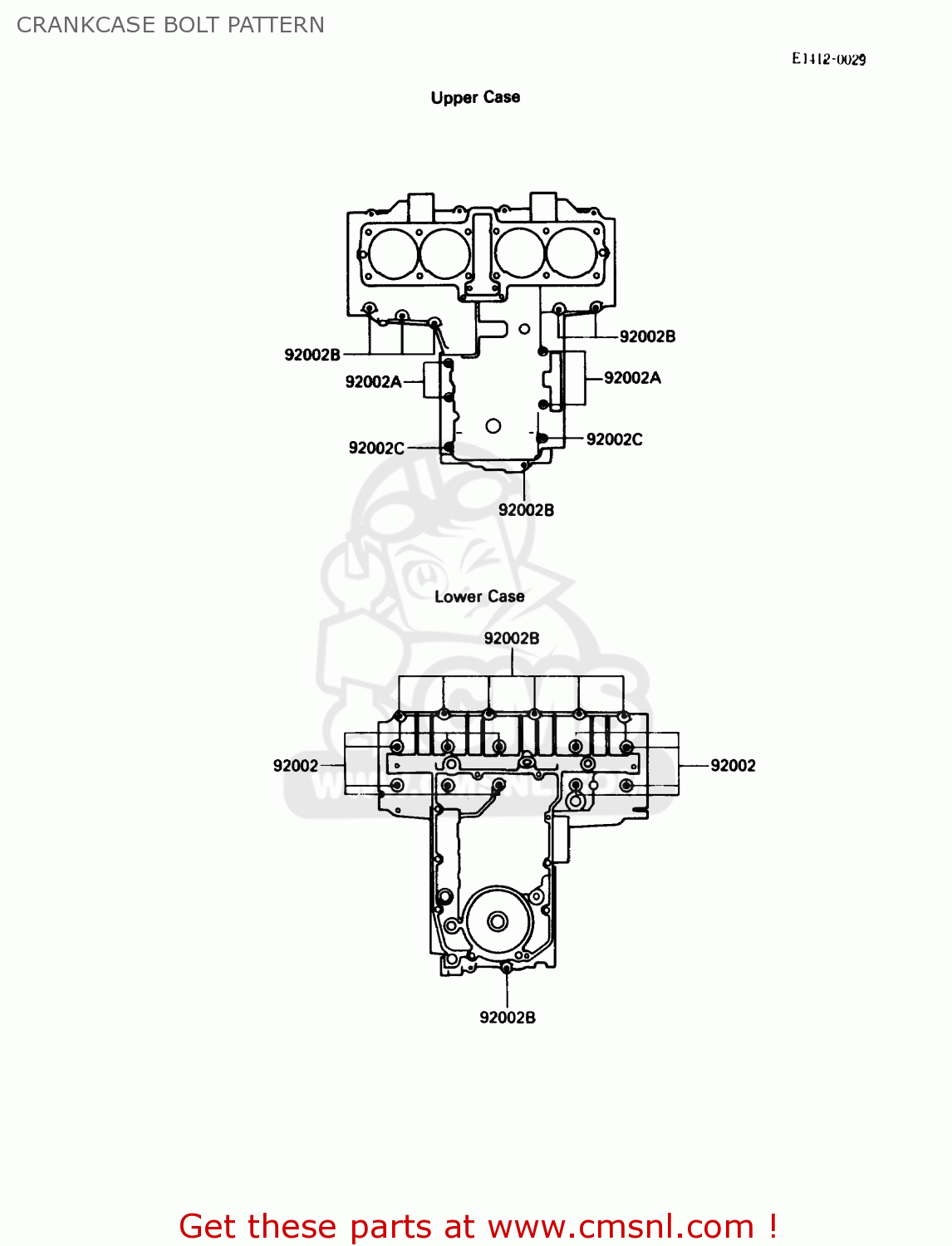 CRANKCASE BOLT PATTERN ZX600C1 NINJA 600R 1988 USA CALIFORNIA CANADA