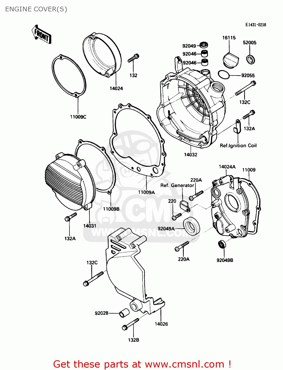 ENGINE COVER(S) ZX600C1 NINJA 600R 1988 USA CALIFORNIA CANADA